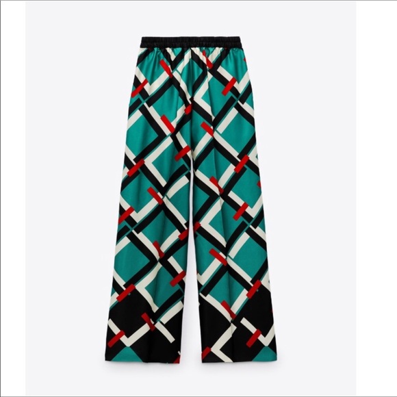 NWT ZARA GEOMETRIC PRINT PANTS - Picture 7 of 8